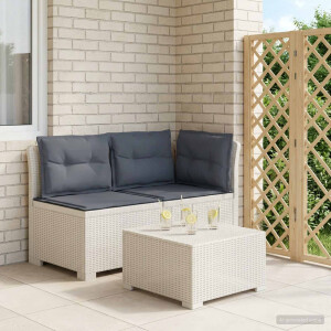 vidaXL Tweedelige Tuinbank met Kussens Rattan Look PP Wit