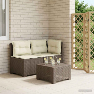 vidaXL Tweedelige Tuinbank met Kussens Rattan Look PP Lichtgrijs