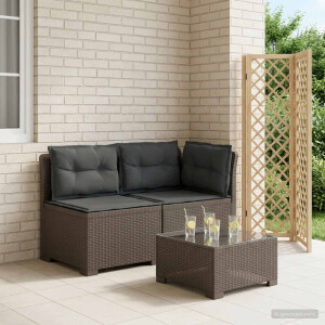 vidaXL Tweedelige Tuinbank met Kussens Rattan Look PP Lichtgrijs