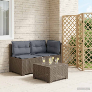 vidaXL Tweedelige Tuinbank met Kussens Rattan Look PP Lichtgrijs