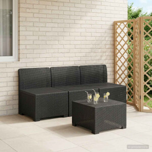 vidaXL 3-zits Tuinbank in Rattan Look PP Antraciet