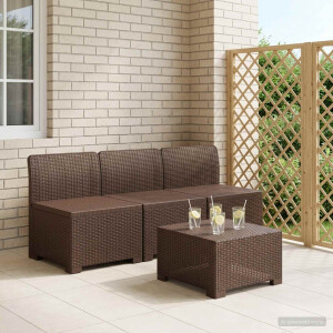 vidaXL 3-zits Tuinbank in Rattan Look PP Bruin