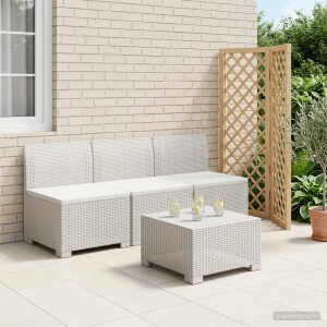 vidaXL 3-zits Tuinbank in Rattan Look PP Wit