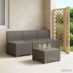 vidaXL 3-zits Tuinbank in Rattan Look PP Lichtgrijs