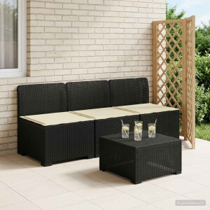 vidaXL 3-zits tuinbank met kussens in rattanlook PP Antraciet