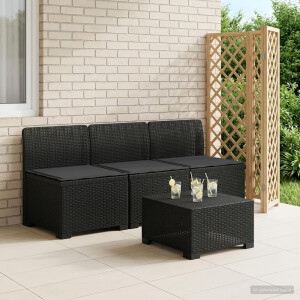 vidaXL 3-zits tuinbank met kussens in rattanlook PP Antraciet