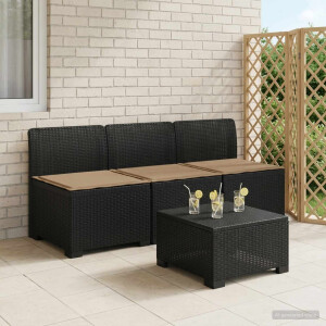 vidaXL 3-zits tuinbank met kussens in rattanlook PP Antraciet