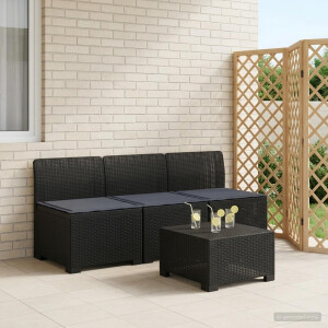 vidaXL 3-zits tuinbank met kussens in rattanlook PP Antraciet