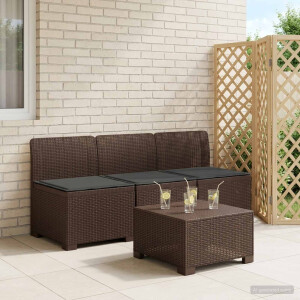 vidaXL 3-zits tuinbank met kussens in rattanlook PP Bruin