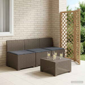 vidaXL 3-zits tuinbank met kussens in rattanlook PP Lichtgrijs