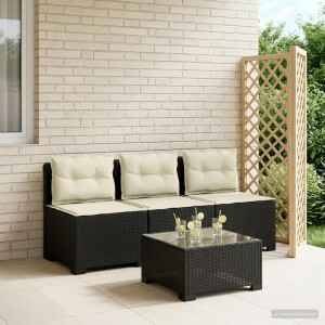 vidaXL 3-zits tuinbank met kussens in rattanlook PP Antraciet