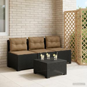 vidaXL 3-zits tuinbank met kussens in rattanlook PP Antraciet