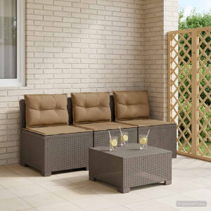 vidaXL 3-zits tuinbank met kussens in rattanlook PP Lichtgrijs