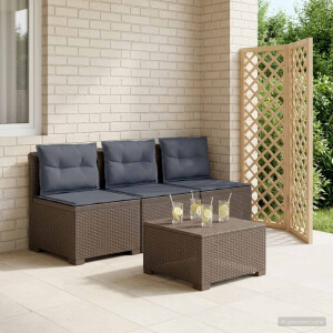 vidaXL 3-zits tuinbank met kussens in rattanlook PP Lichtgrijs