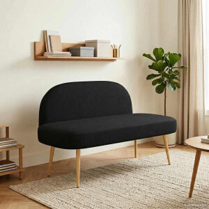 vidaXL Beklede bank met rugleuning Zwart 110 x 60 x 76 cm Polyester