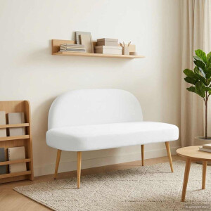 vidaXL Beklede bank met rugleuning Wit 110 x 60 x 76 cm Polyester