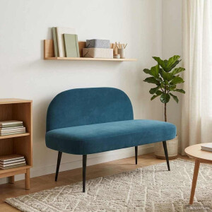 vidaXL Beklede bank met rugleuning Blauw 110 x 60 x 76 cm Fluweel