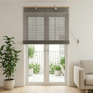 vidaXL Rolgordijn Grijs 110 x 220 cm Bamboe