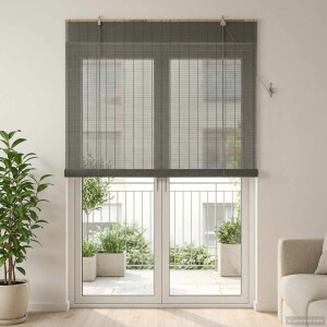 vidaXL Rolgordijn Grijs 160 x 220 cm Bamboe