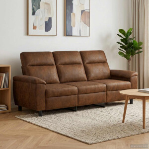 vidaXL Bank Bruin 214 x 90 x 95 cm Nep Suede Leer