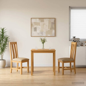 vidaXL Eetkamerset 3 st Beige Massief Eikenhout