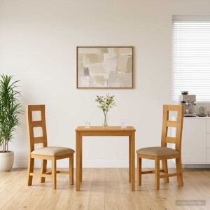vidaXL Eetkamerset 3 st Beige Massief Eikenhout