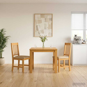 vidaXL Eetkamerset 3 st Beige Massief Eikenhout