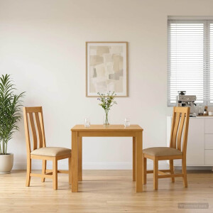 vidaXL Eetkamerset 3 st Beige Massief Eikenhout