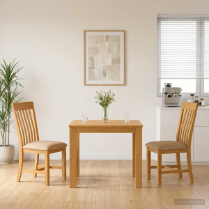 vidaXL Eetkamerset 3 st Beige Massief Eikenhout
