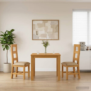 vidaXL Eetkamerset 3 st Beige Massief Eikenhout