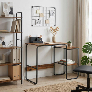 vidaXL Bureau met opbergruimte Eikenhout 100 x 50 x 75 cm