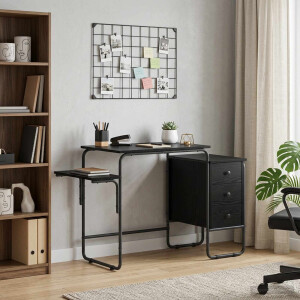 vidaXL Bureau met opbergruimte Zwart eiken 120 x 50 x 75 cm