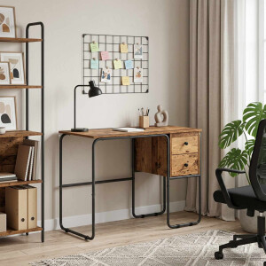 vidaXL Bureau met opbergruimte Eikenhout 100 x 50 x 75 cm