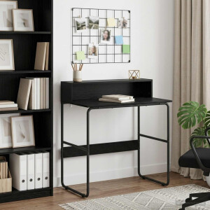 vidaXL Bureau met opbergruimte Zwart eiken 80 x 50 x 91 cm