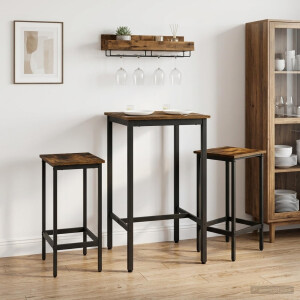 vidaXL Barkruk 2 st Gerookt eiken 40 x 32 x 74 cm Bewerkt hout