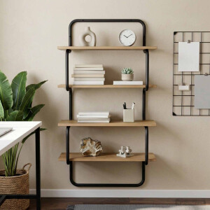 vidaXL 4-laags Wandplank Artisanaal eiken 80 x 24,5 x 104 cm