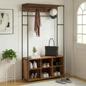 vidaXL Kapstok met schoenenbank Oud hout 100 x 32 x 180,5 cm