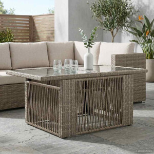 vidaXL Tuinstafel Grijs 100 x 55 x 37 cm PE Rattan en Glas