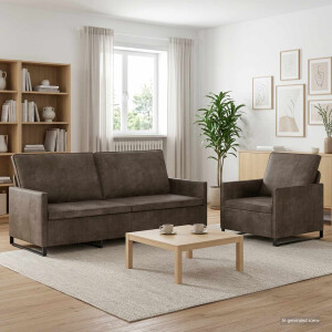 vidaXL Bankstel 2 pcs Donkergrijs Faux Suède Stof