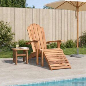 vidaXL Adirondack tuinstoel met voetensteun Naturel Massief Teakhout