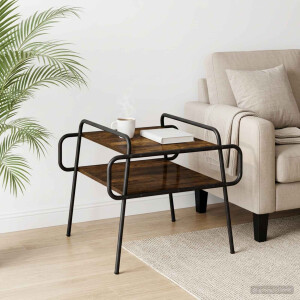 vidaXL Salontafel Gerookt eiken 60 x 60 x 51 cm Bewerkt hout