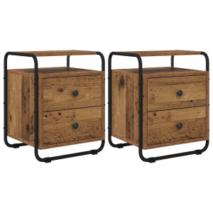 vidaXL Nachtkastje 2 st Oud hout 40 x 36,5 x 50 cm Bewerkt hout