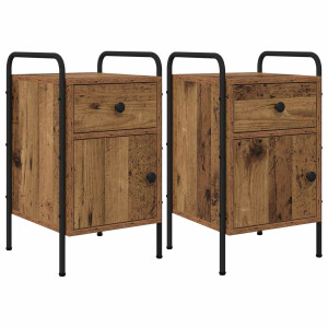 vidaXL Nachtkastje 2 st Oud hout 35 x 36,5 x 61 cm Bewerkt hout