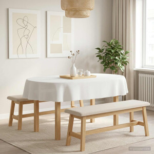 vidaXL Tafelkleed Ovaal Wit 130 x 180 cm Polyester