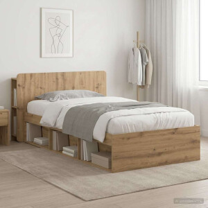 vidaXL Bedframe met opslag Artisanaal eiken 75 x 190 cm Bewerkt hout