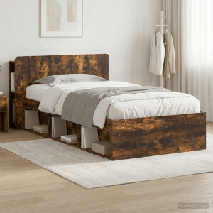 vidaXL Bedframe met opslag Gerookt eiken 75 x 190 cm Bewerkt hout