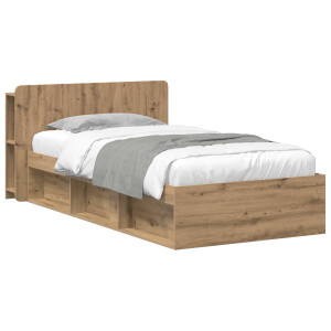 vidaXL Bedframe met opslag Artisanaal eiken 80 x 200 cm Bewerkt hout