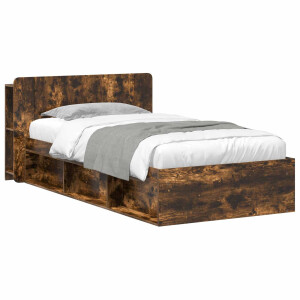 vidaXL Bedframe met opslag Gerookt eiken 80 x 200 cm Bewerkt hout