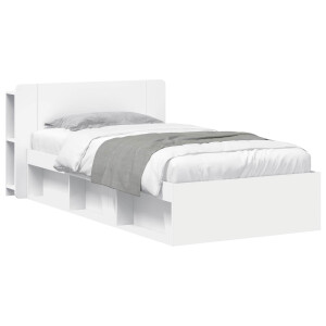 vidaXL Bedframe met opslag met hoofdeinde Wit 80 x 200 cm Bewerkt hout