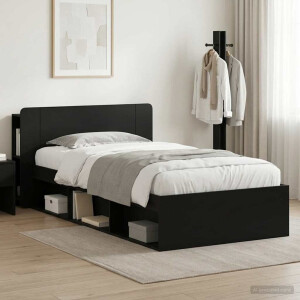 vidaXL Bedframe met opslag Zwart 100 x 200 cm Bewerkt hout